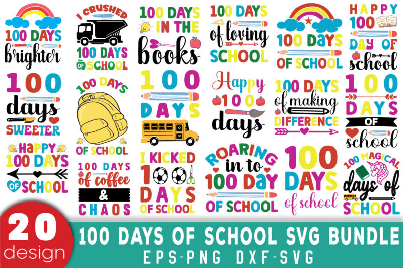 100 Days of School T-shirt Bundle 100 Days of School SVG Bundle