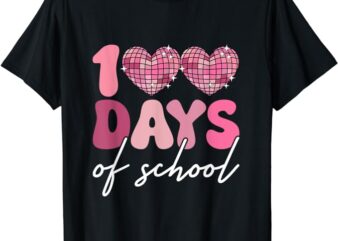 100 Days of School Teacher Disco Hearts 100th Day of School T-Shirt