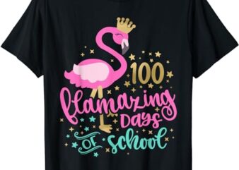 100 Flamazing Days of School Flamingo Teacher Girls Kids T-Shirt
