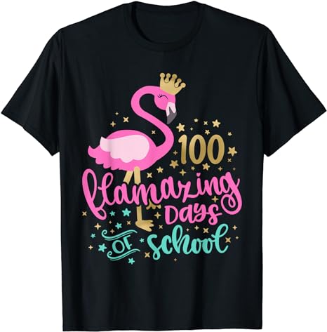 100 Flamazing Days of School Flamingo Teacher Girls Kids T-Shirt