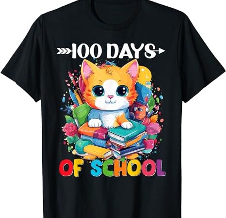 100th day of school cute cat kitty gifts 100 days smarter t-shirt