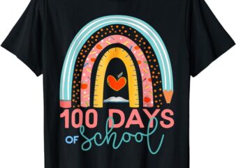 100th Day Of School Teacher 100 Days Smarter Boho Rainbow T-Shirt