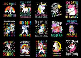 15 Unicorn 100 Days Of School Shirt Designs Bundle P15, Unicorn 100 Days Of School T-shirt, Unicorn 100 Days Of School png file, Unicorn 100