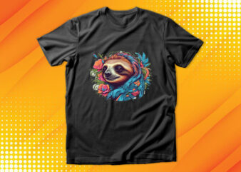 Sloth t shirt template vector