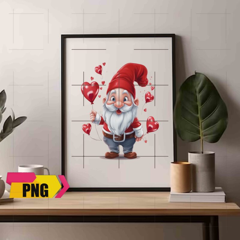 Valentine Gnomies Bundle Love With Heart Ballon Chibi Gnome 15 PNG 300 DPI AI