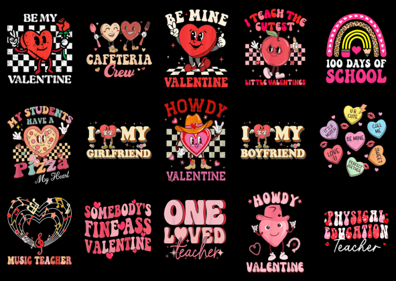 15 Groovy Valentine Shirt Designs Bundle P2, Groovy Valentine T-shirt, Groovy Valentine png file, Groovy Valentine digital file, Groovy Vale