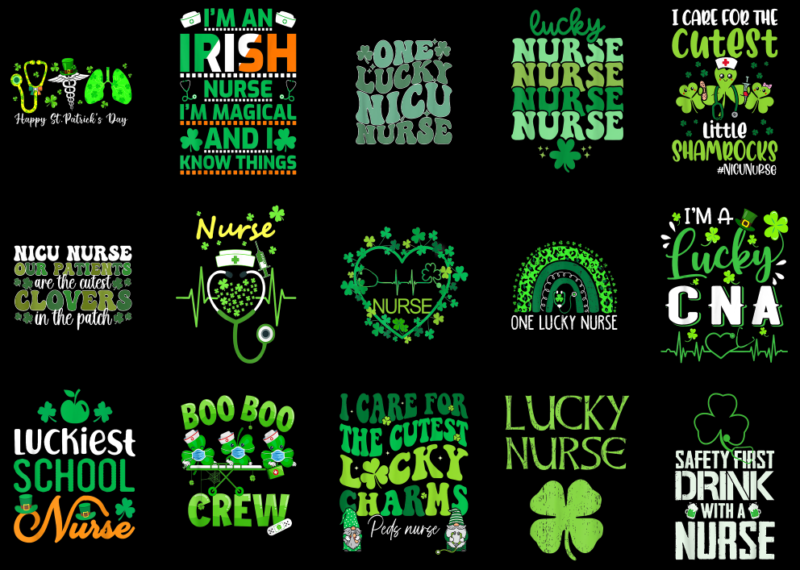 15 Nurse St. Patrick’s Day Shirt Designs Bundle P2, Nurse St. Patrick’s Day T-shirt, Nurse St. Patrick’s Day png file, Nurse St. Patrick’s D