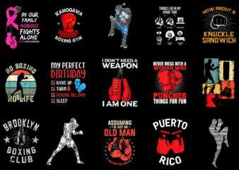 15 Boxing Shirt Designs Bundle P2, Boxing T-shirt, Boxing png file, Boxing digital file, Boxing gift, Boxing download, Boxing design