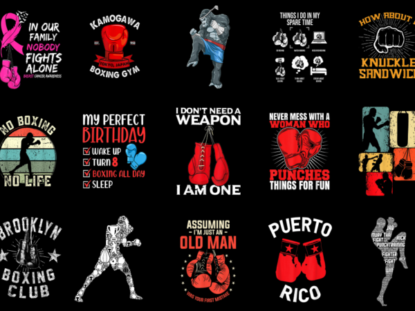 15 boxing shirt designs bundle p2, boxing t-shirt, boxing png file, boxing digital file, boxing gift, boxing download, boxing design