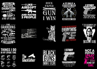 15 Gun Shirt Designs Bundle P2, Gun T-shirt, Gun png file, Gun digital file, Gun gift, Gun download, Gun design