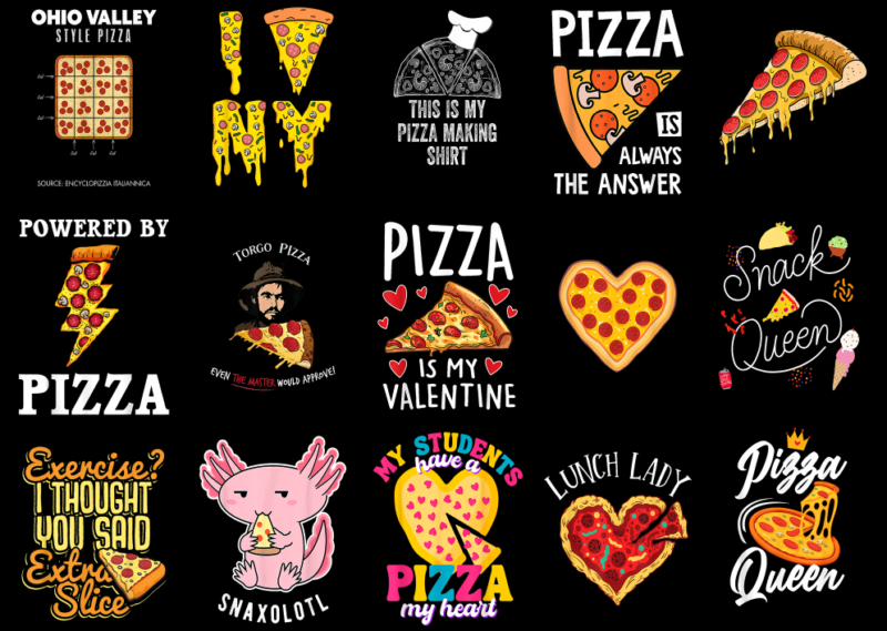 15 Pizza Shirt Designs Bundle P2, Pizza T-shirt, Pizza png file, Pizza digital file, Pizza gift, Pizza download, Pizza design