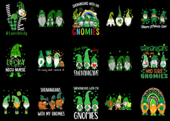 15 St. Patrick’s Day Gnome Shirt Designs Bundle P2, St. Patrick’s Day Gnome T-shirt, St. Patrick’s Day Gnome png file, St. Patrick’s Day Gno