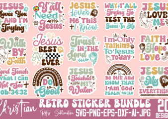 Christian Sticker Retro Bundle ,Boho Christian Svg Png Bundle, Religious Digital Stickers Svg, Motivational Quotes Svg Bundle, Bible Verse S