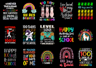 15 100 Days of School Shirt Designs Bundle P20, 100 Days of School T-shirt, 100 Days of School png file, 100 Days of School digital file, 10