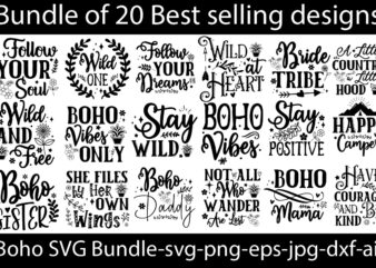 Boho SVG Bundle,20 Designs,Boho svg bundle, boho svg, flower svg, moon phases svg, floral moon svg, hippie svg , boho rainbow svg, hippie sv