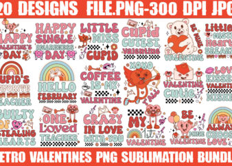 Valentine’s Retro Sublimation PNG Bundle,Retro Valentines Png Sublimation Bundle, Retro Valentine Valentines Valentines Bundle, Valentines D