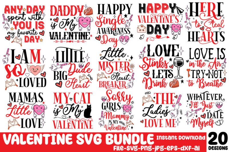 Valentine’s day t-shirt design bundle, happy valentine’s day t-shirt design, valentine svg bundle, valentine’s day sublimation png, love