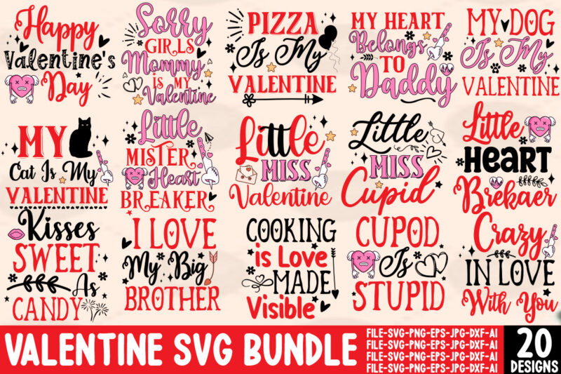 Valentine’s day t-shirt design bundle, happy valentine’s day t-shirt design, valentine svg bundle, valentine’s day sublimation png, love