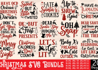 Christmas T-shirt Designs Bundle, 20 Designs,On Sell Designs,Christmas Designs Bundle,Christmas SVG Design, Christmas Tree Bundle, Christmas