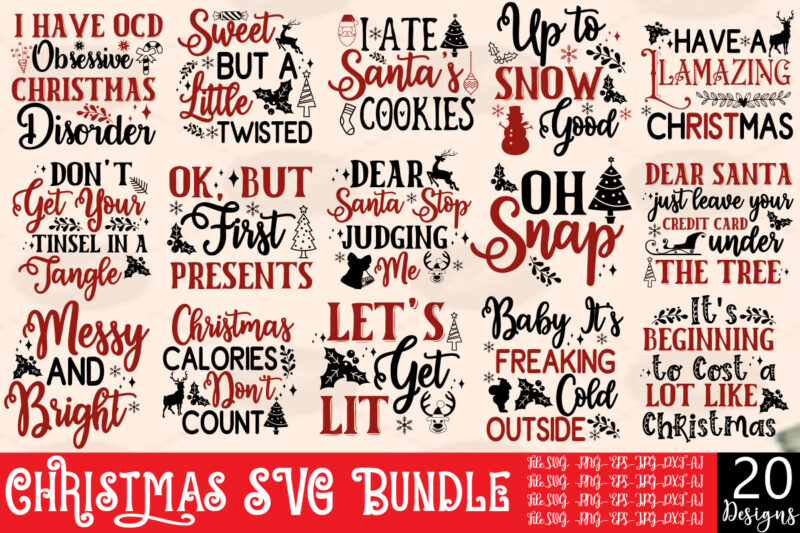 Christmas T-shirt Designs Bundle, 20 Designs,On Sell Designs,Christmas Designs Bundle,Christmas SVG Design, Christmas Tree Bundle, Christmas