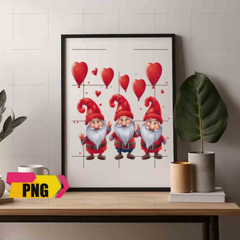 Valentine Gnomies Bundle Love With Heart Ballon Chibi Gnome 15 PNG 300 DPI AI