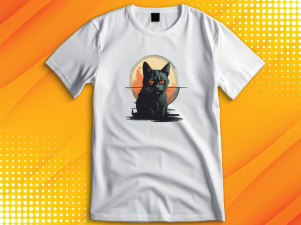 Black cat t shirt template