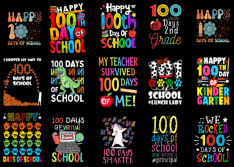 15 100 Days of School Shirt Designs Bundle P21, 100 Days of School T-shirt, 100 Days of School png file, 100 Days of School digital file, 10