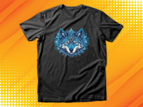 Blue wolf t shirt template