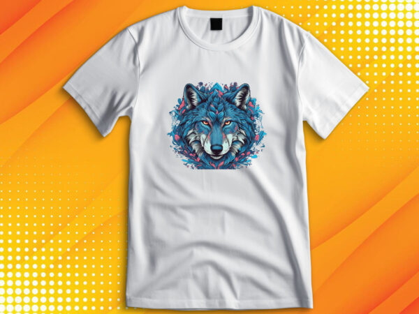 Blue wolf t shirt template