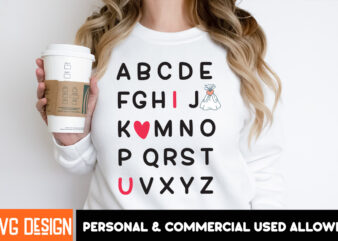 ABCd I Love U Alphabet SVG Valentine’s Day SVG Cut File ,Valentine’s Day T-Shirt Design,Valentine T-Shirt Bundle, Valentine’s Retro T-Shirt