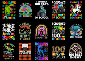 15 100 Days of School Shirt Designs Bundle P23, 100 Days of School T-shirt, 100 Days of School png file, 100 Days of School digital file, 10