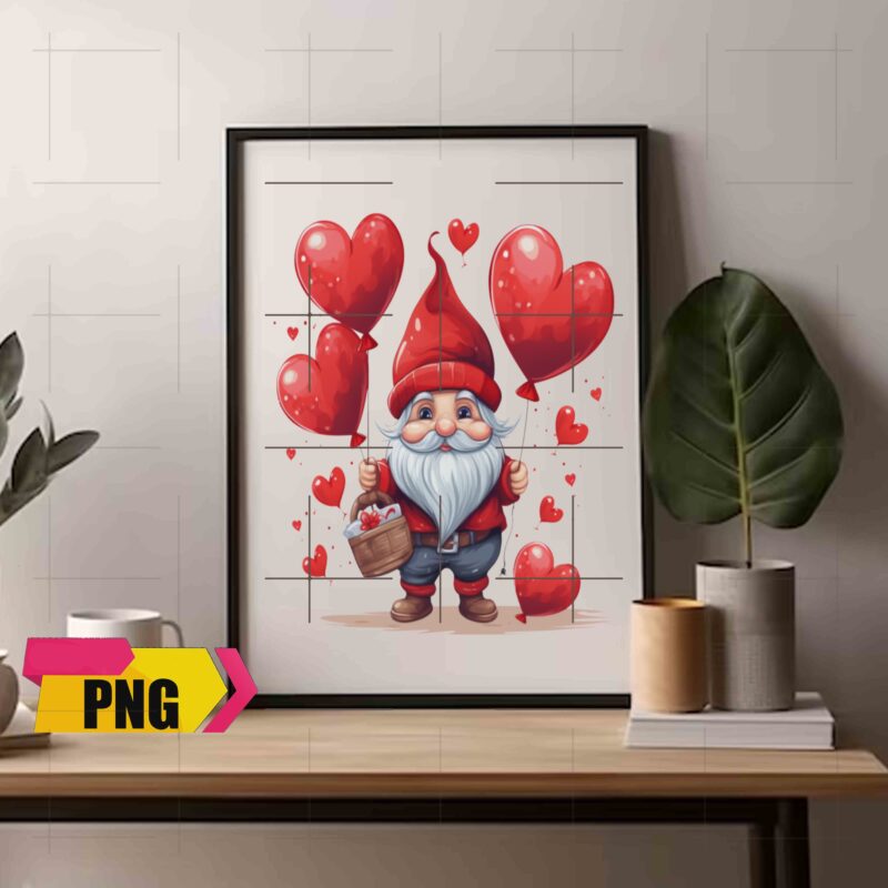 Gnomies Valentine Bundle Love With Heart Ballon Chibi Gnome 15 PNG 300 DPI AI