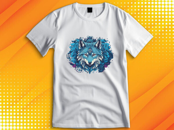 Blue wolf t shirt template