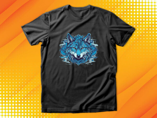 Blue wolf t shirt template