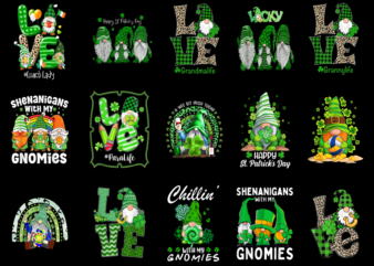 15 St. Patrick’s Day Gnome Shirt Designs Bundle P3, St. Patrick’s Day Gnome T-shirt, St. Patrick’s Day Gnome png file, St. Patrick’s Day Gno