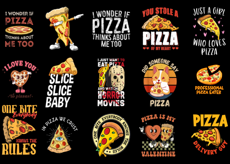 15 Pizza Shirt Designs Bundle P3, Pizza T-shirt, Pizza png file, Pizza digital file, Pizza gift, Pizza download, Pizza design