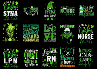 15 Nurse St. Patrick’s Day Shirt Designs Bundle P3, Nurse St. Patrick’s Day T-shirt, Nurse St. Patrick’s Day png file, Nurse St. Patrick’s D