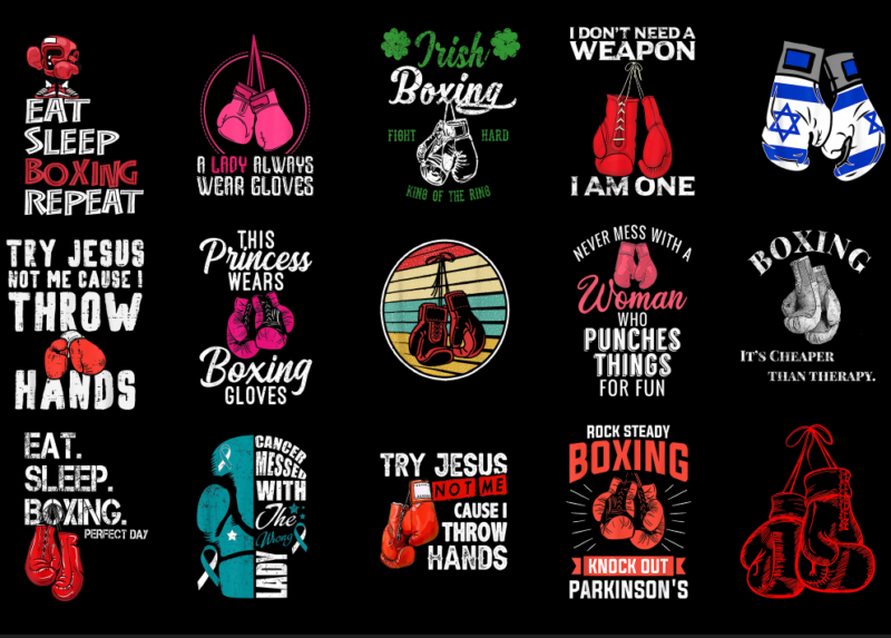 15 Boxing Shirt Designs Bundle P3, Boxing T-shirt, Boxing png file, Boxing digital file, Boxing gift, Boxing download, Boxing design