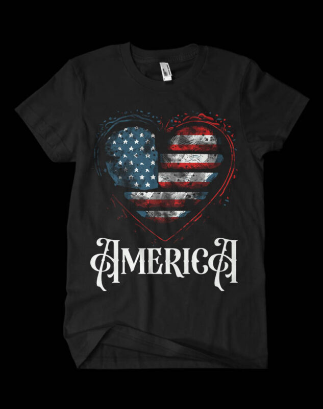 USA american flag heart