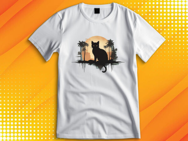 Black cat t shirt template