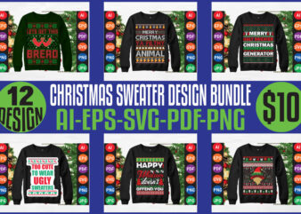 Merry christmas sweater design bundle, merry christmas t-shirt design bundle, christmas svg bundle, winter svg, santa svg, holiday, merry ch