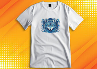 Blue wolf t shirt template