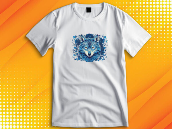 Blue wolf t shirt template