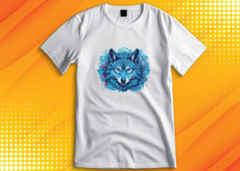 Blue wolf t shirt template