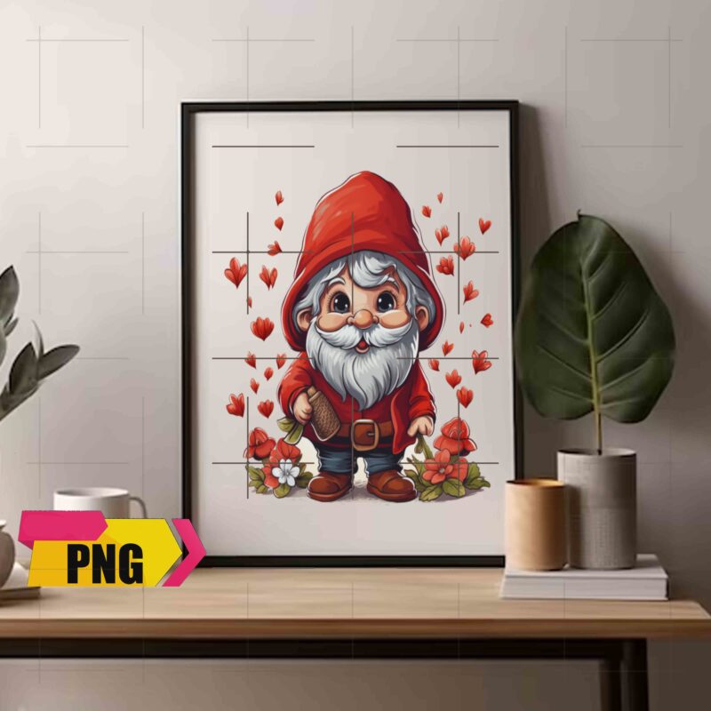 Gnomies Valentine Bundle Love With Heart Ballon Chibi Gnome 15 PNG 300 DPI AI