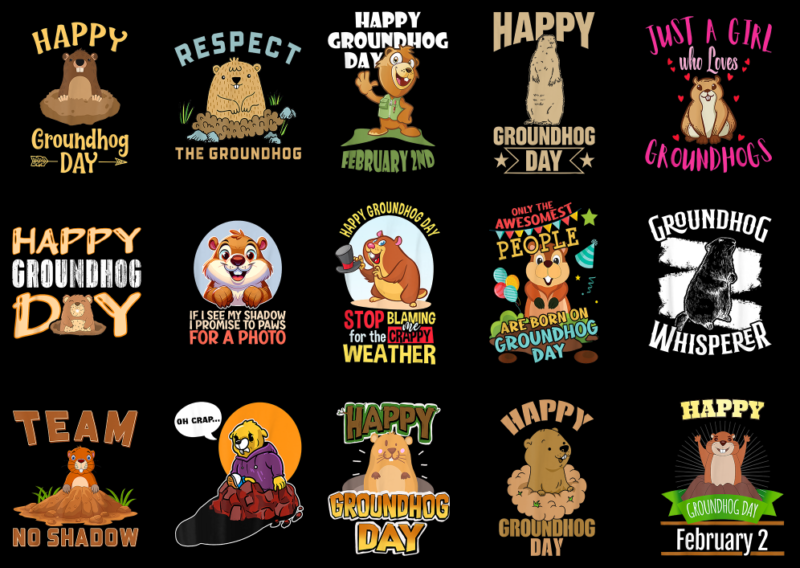 15 Happy Groundhog Day Shirt Designs Bundle P4, Happy Groundhog Day T-shirt, Happy Groundhog Day png file, Happy Groundhog Day digital file,