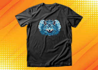 Blue wolf t shirt template