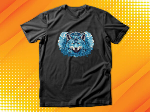 Blue wolf t shirt template