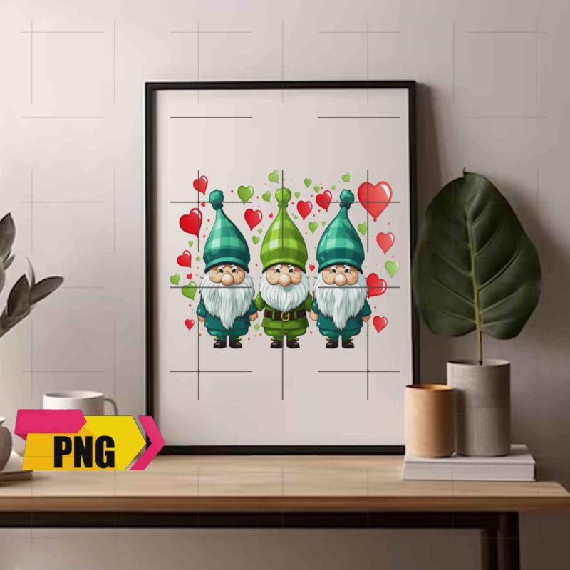 Valentine Gnomies Bundle Love With Heart Ballon Chibi Gnome 15 PNG 300 DPI AI