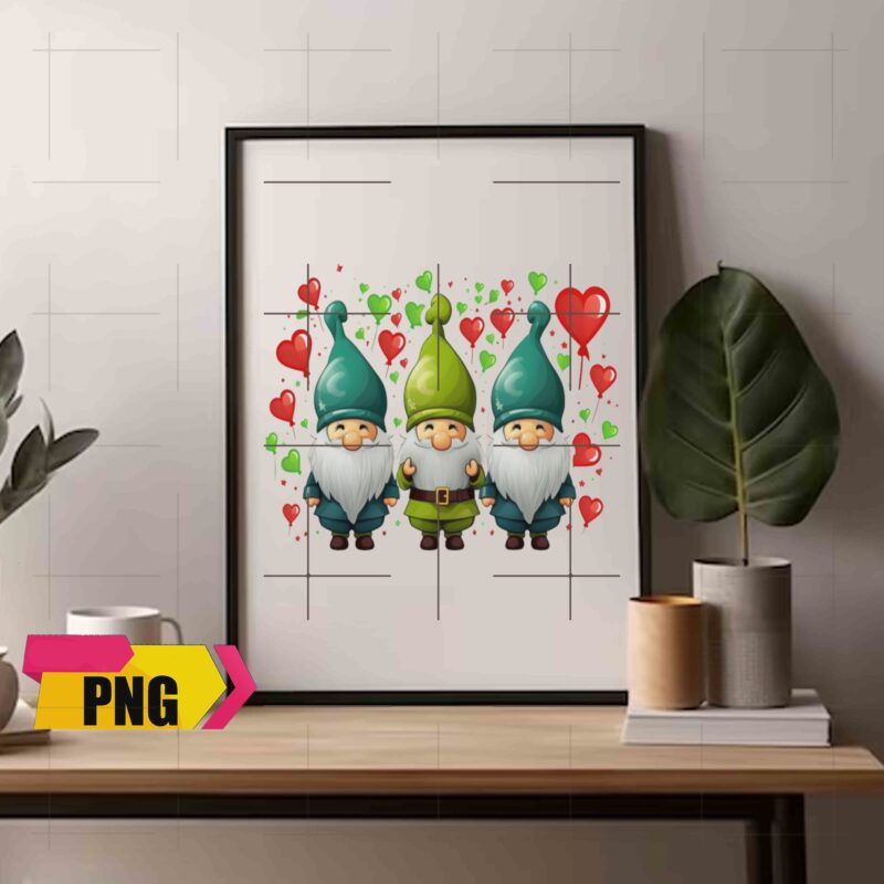 Gnomies Valentine Bundle Love With Heart Ballon Chibi Gnome 15 PNG 300 DPI AI